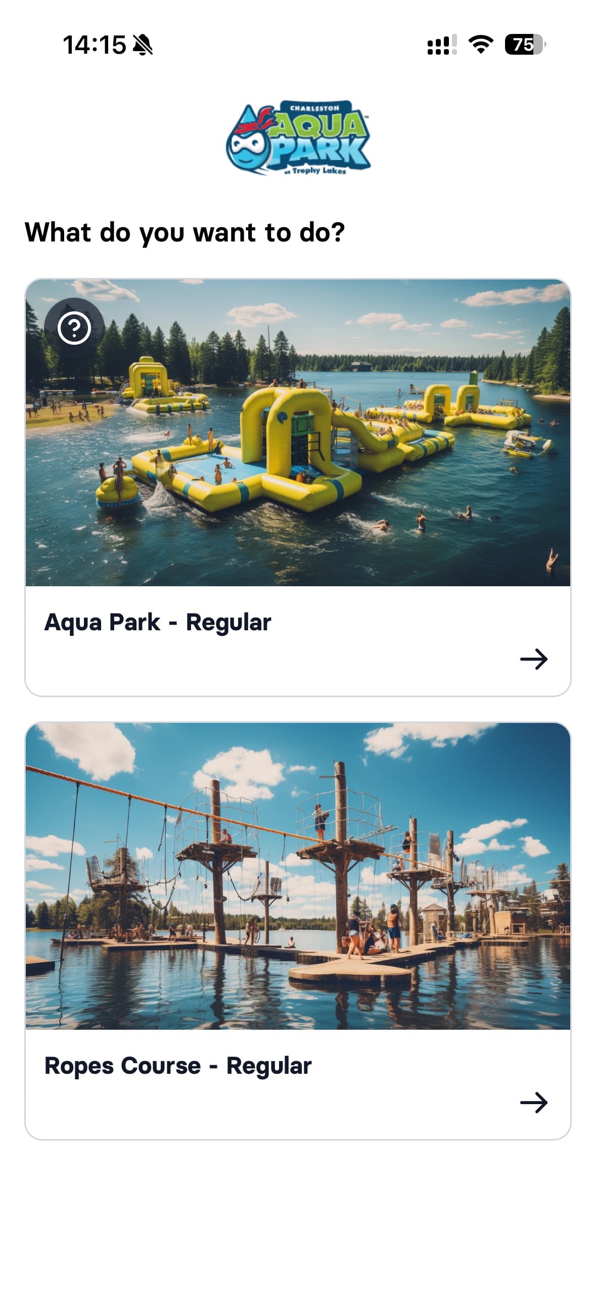 Activity selection screen