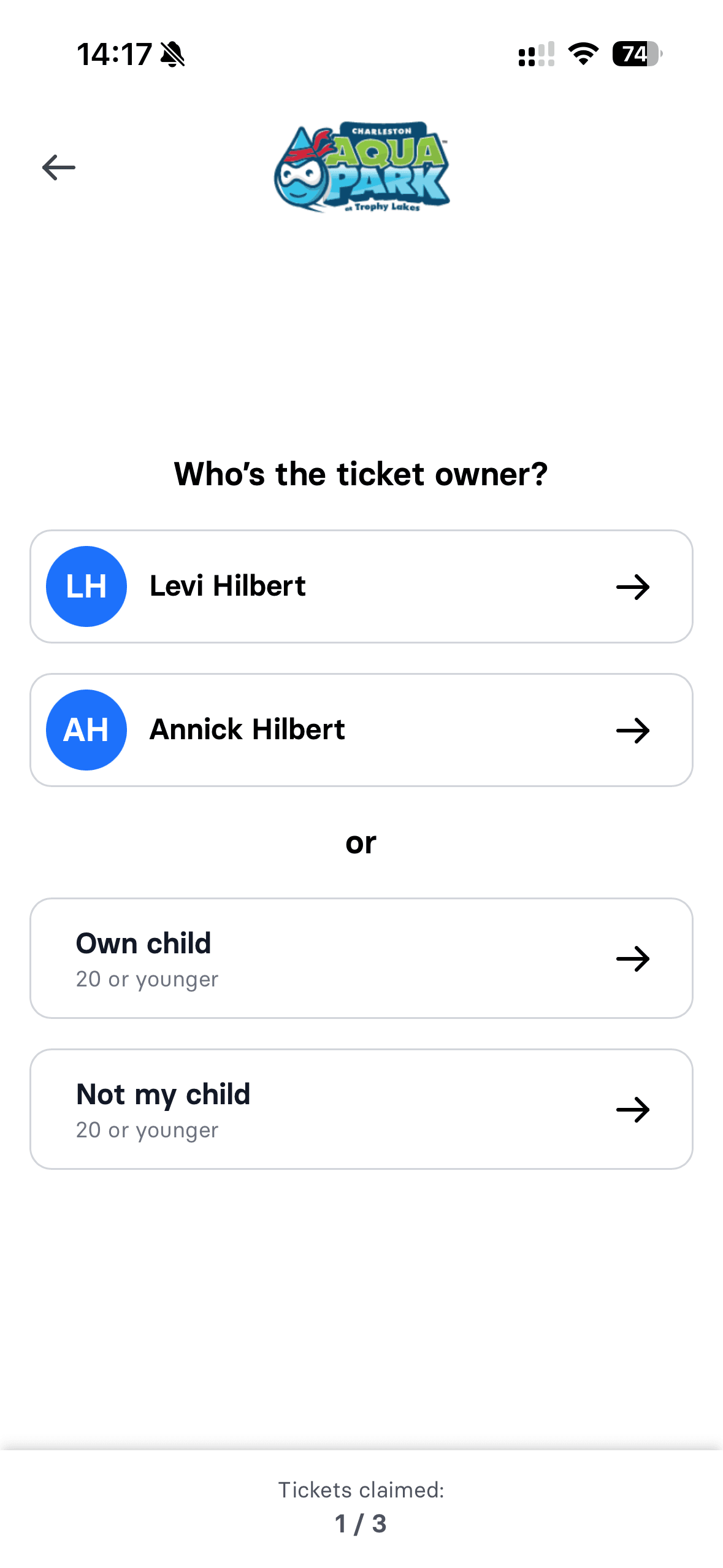 Ticket claiming and waiver signing - step 4