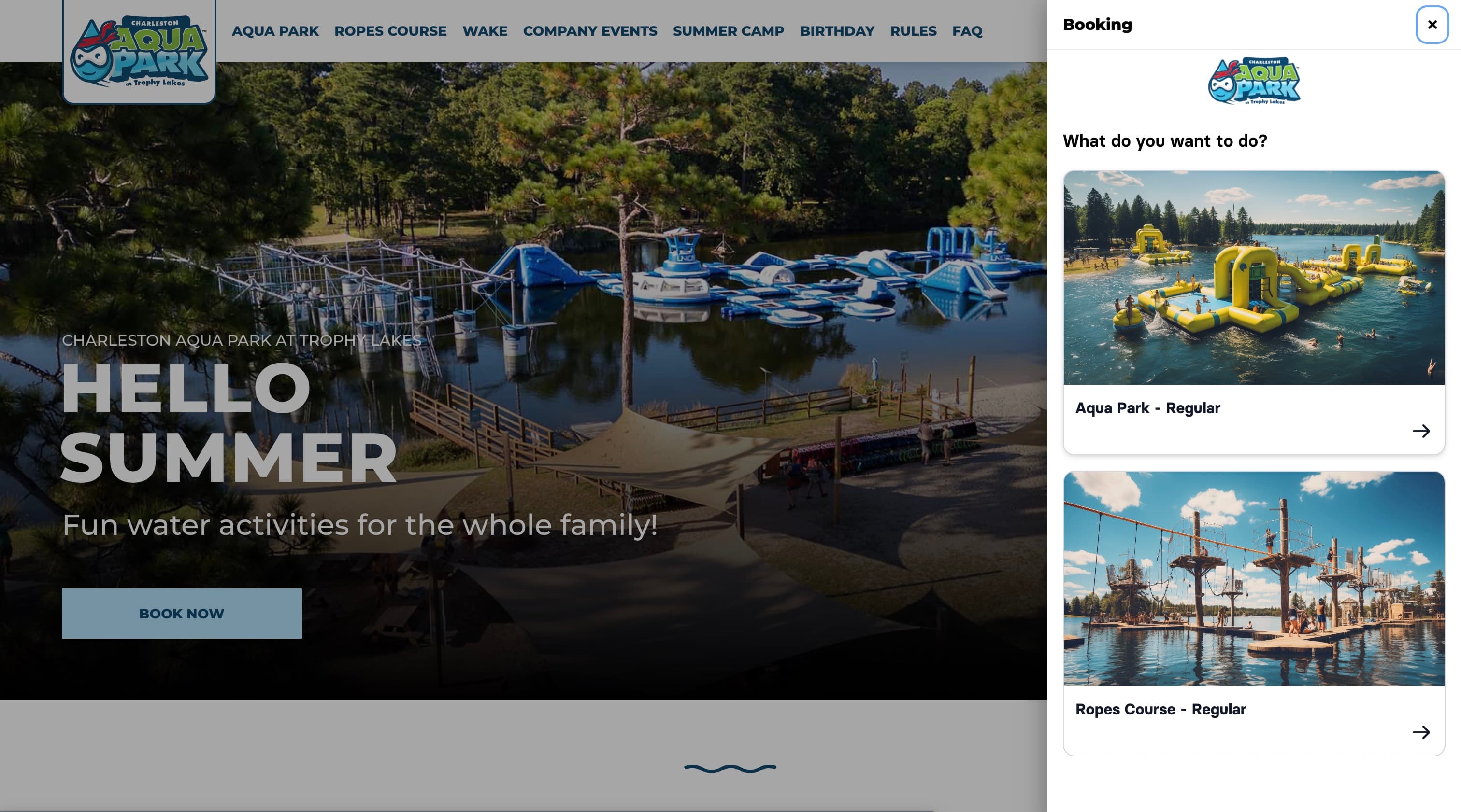 wakesys booking widget on customer website