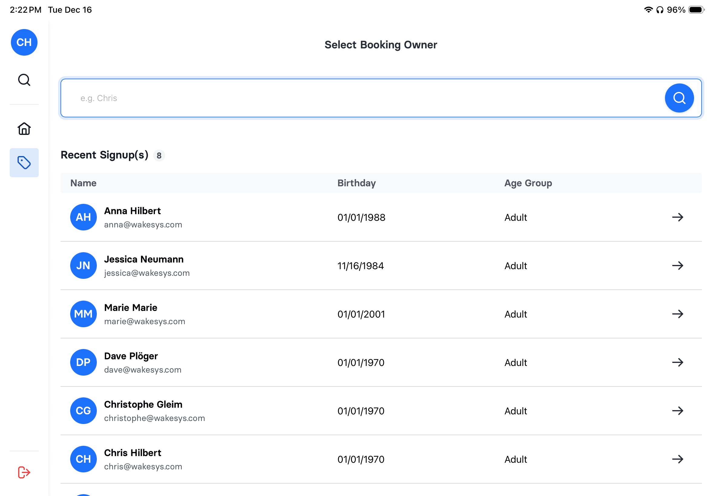 Walk-in sales flow - step 1