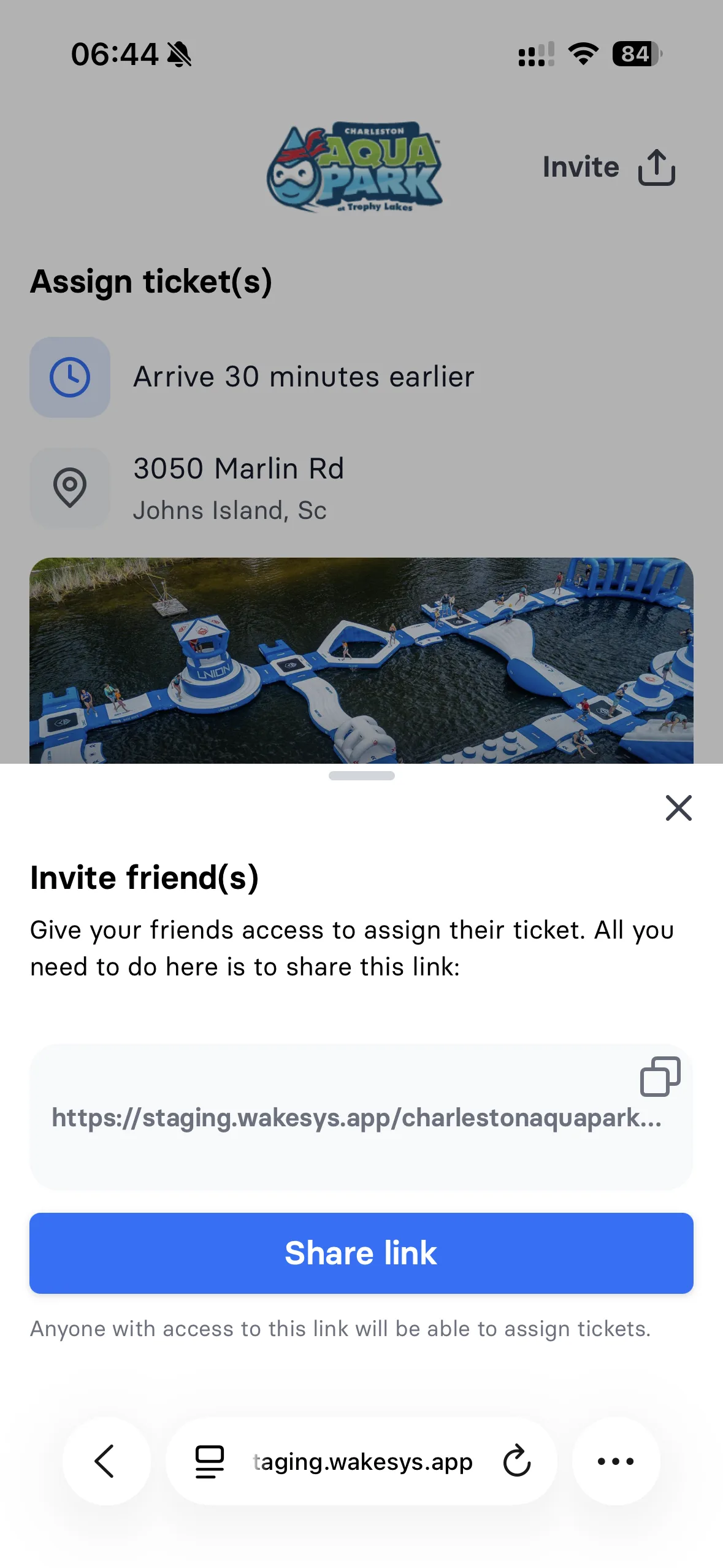 Share an invite straight from the phone