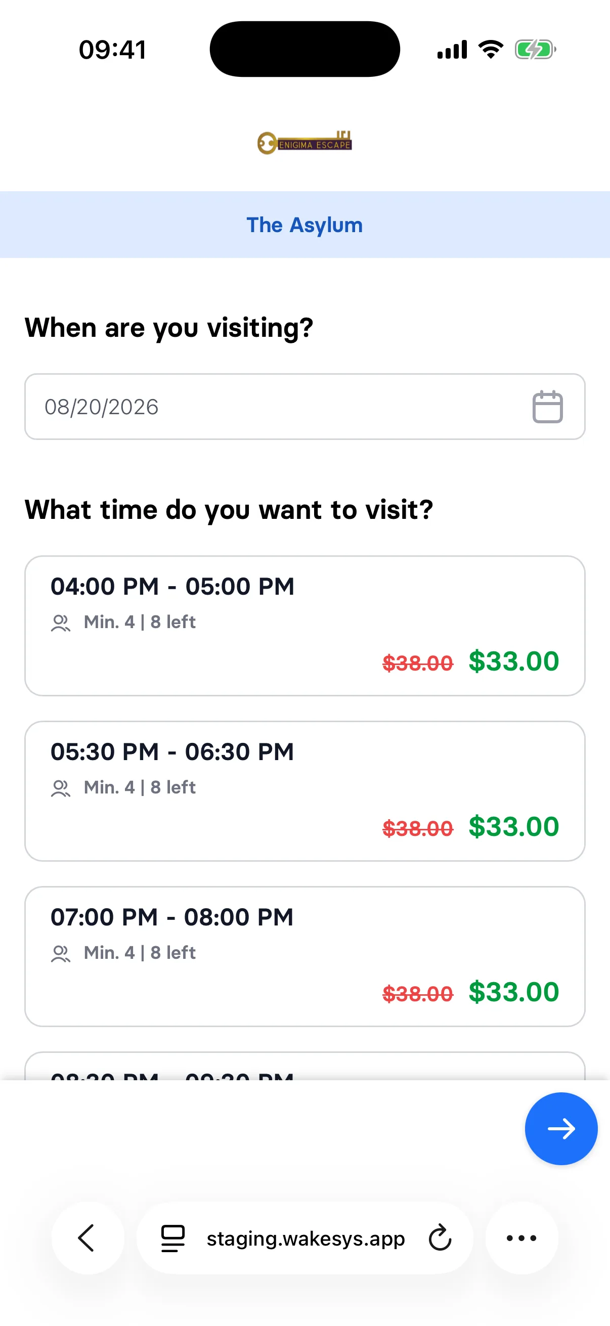 A minimum group size per activity