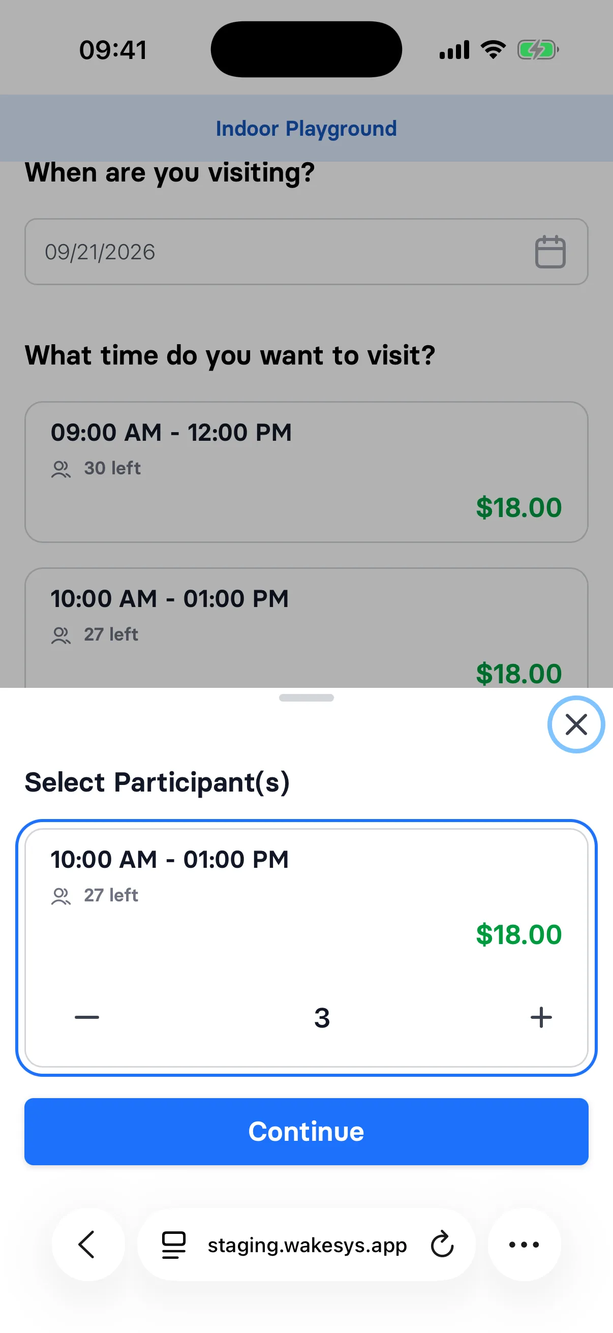Mobile booking flow - step 3