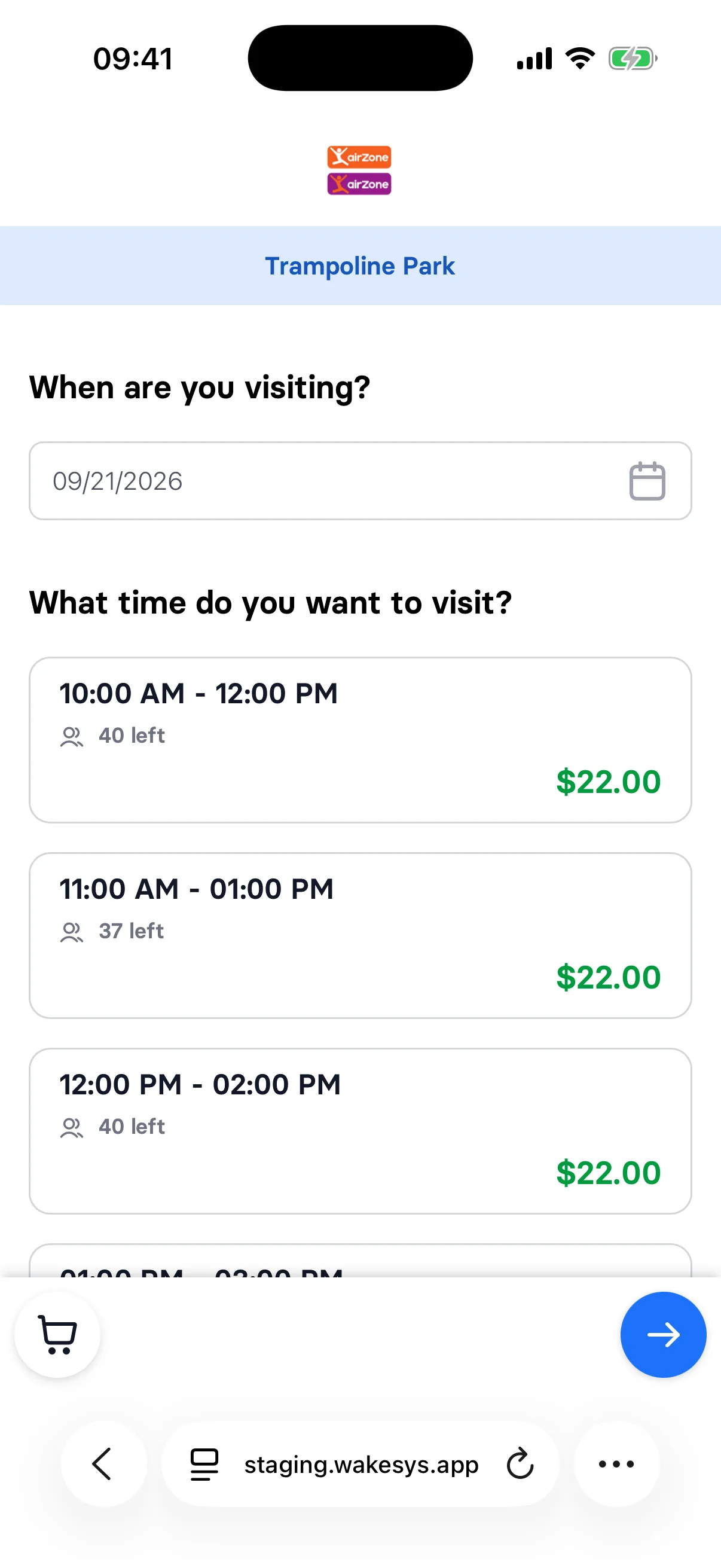 Mobile booking flow - step 2